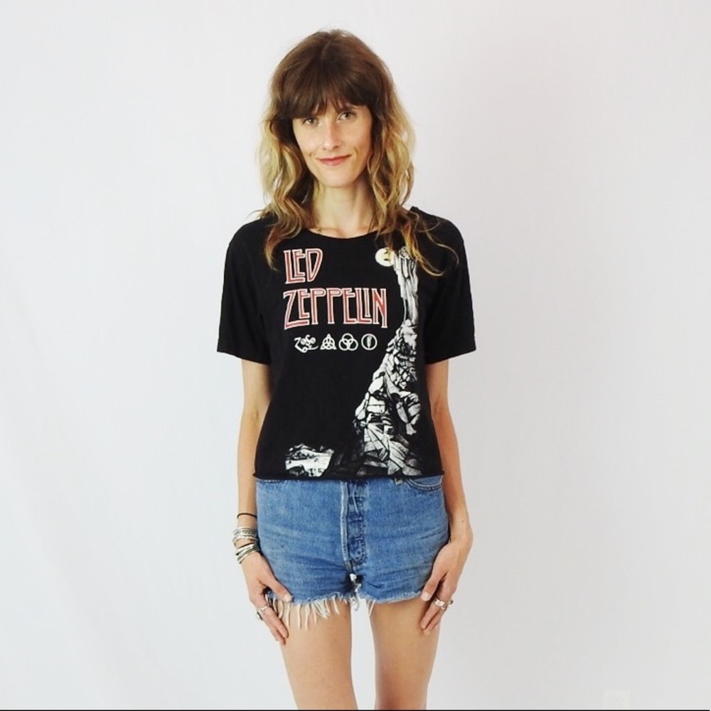 Custom Led Zeppelin Off Shoulder Tee Small/Medium